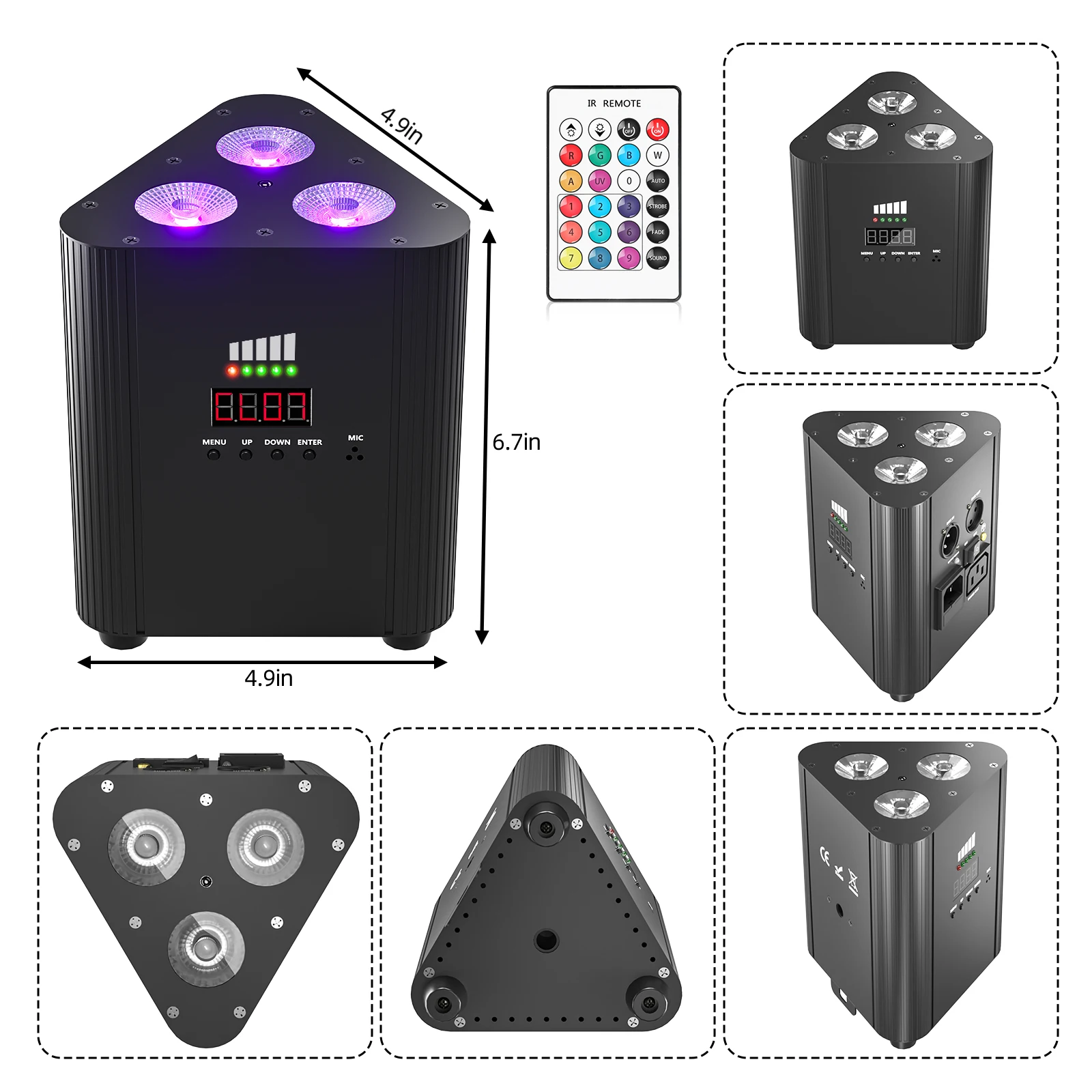 Rgbw 3 led par light mit fernbedienung dmx led par strahler mit power display drahtlos für ktv disco party hochzeit weihnachten