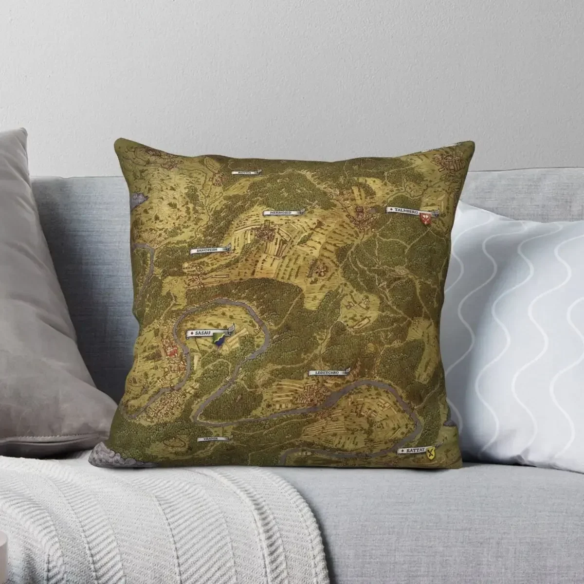 Kingdom Come Deliverance Map Pillowcase Polyester Linen Velvet Pattern Zip Decorative Car Cushion Cover