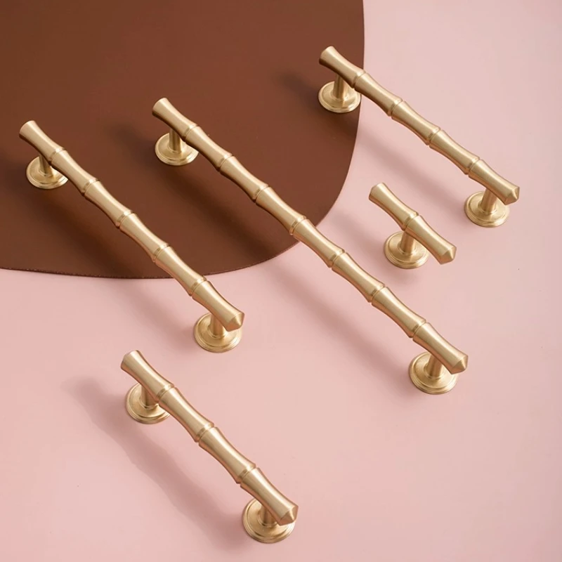 

Solid Brass Light Luxury Wardrobe Door Handle French Gold Cabinet Handles T Bar Knobs Kitchen Cabinet Drawer Furniture Handles