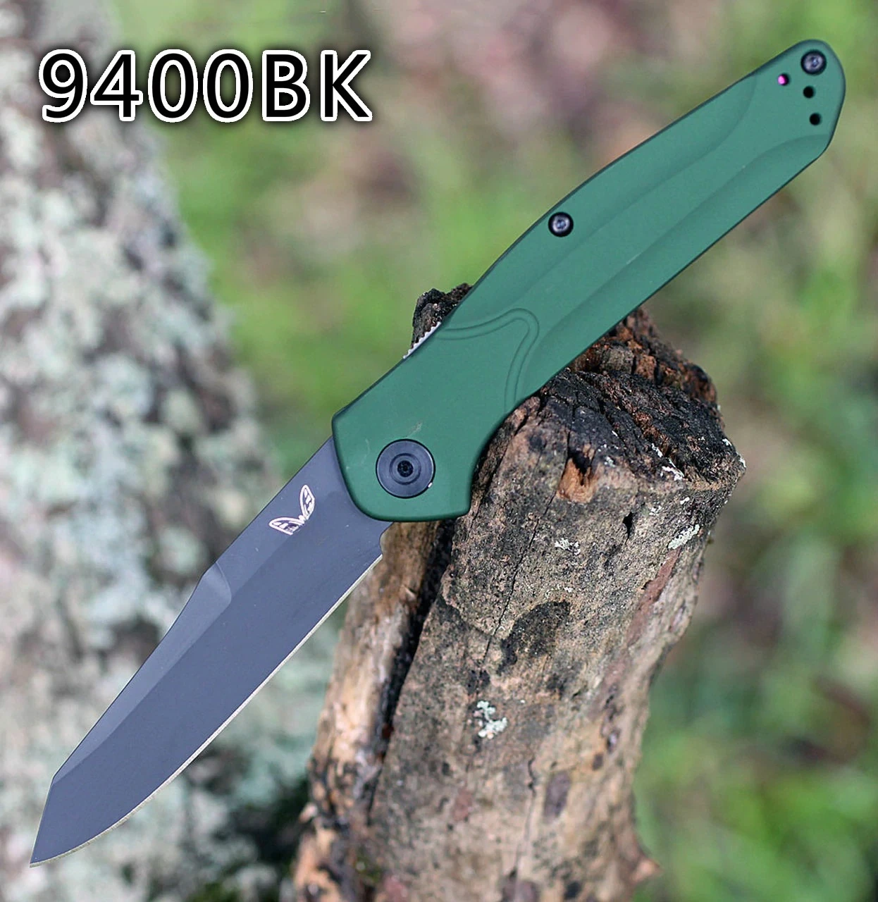 BM 9400BK Osborne Folding Knife Tactical Pocket Knife 3.4\\ S30V Black Plain Blade, Green Aluminum Handles Tactical EDC Knives