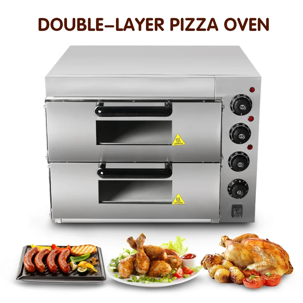 LXCHAN Commercial Double Layer Baking Oven Machine Electric Kitchen Stainless Steel Roasted Cake Chicken Bread Oven