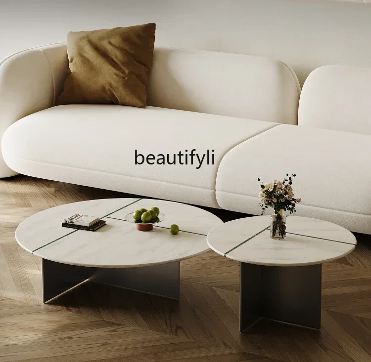 

FG 52Italian minimalist light luxury combination round marble stainless steel living room household small apartment art