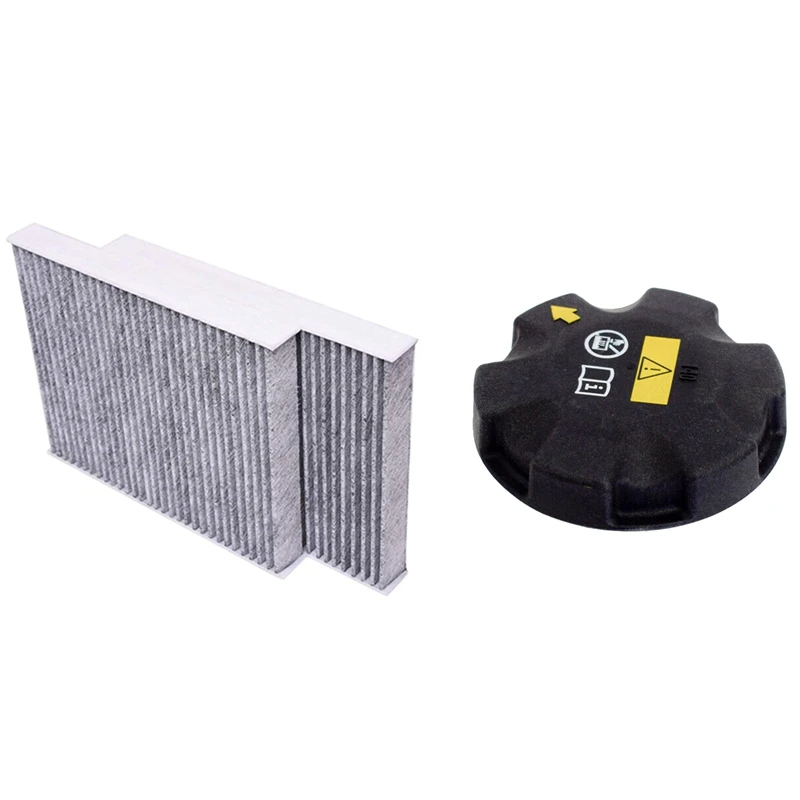 2 Set Car Accessories: 1 Set Cabin Filter & 1 Pcs Radiator Overflow Coolant Recovery Expansion Tank Cap