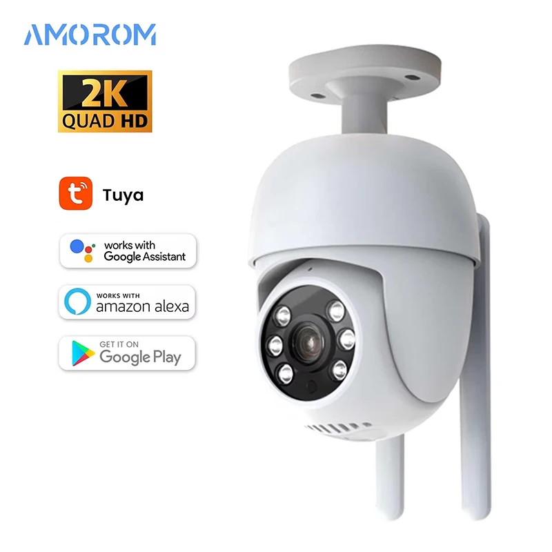 

2K Tuya Outdoor IP Camera 3MP Wifi Security Color Night Vision Motion Detect P2P Video Surveillance PTZ Camera with Alexa Google