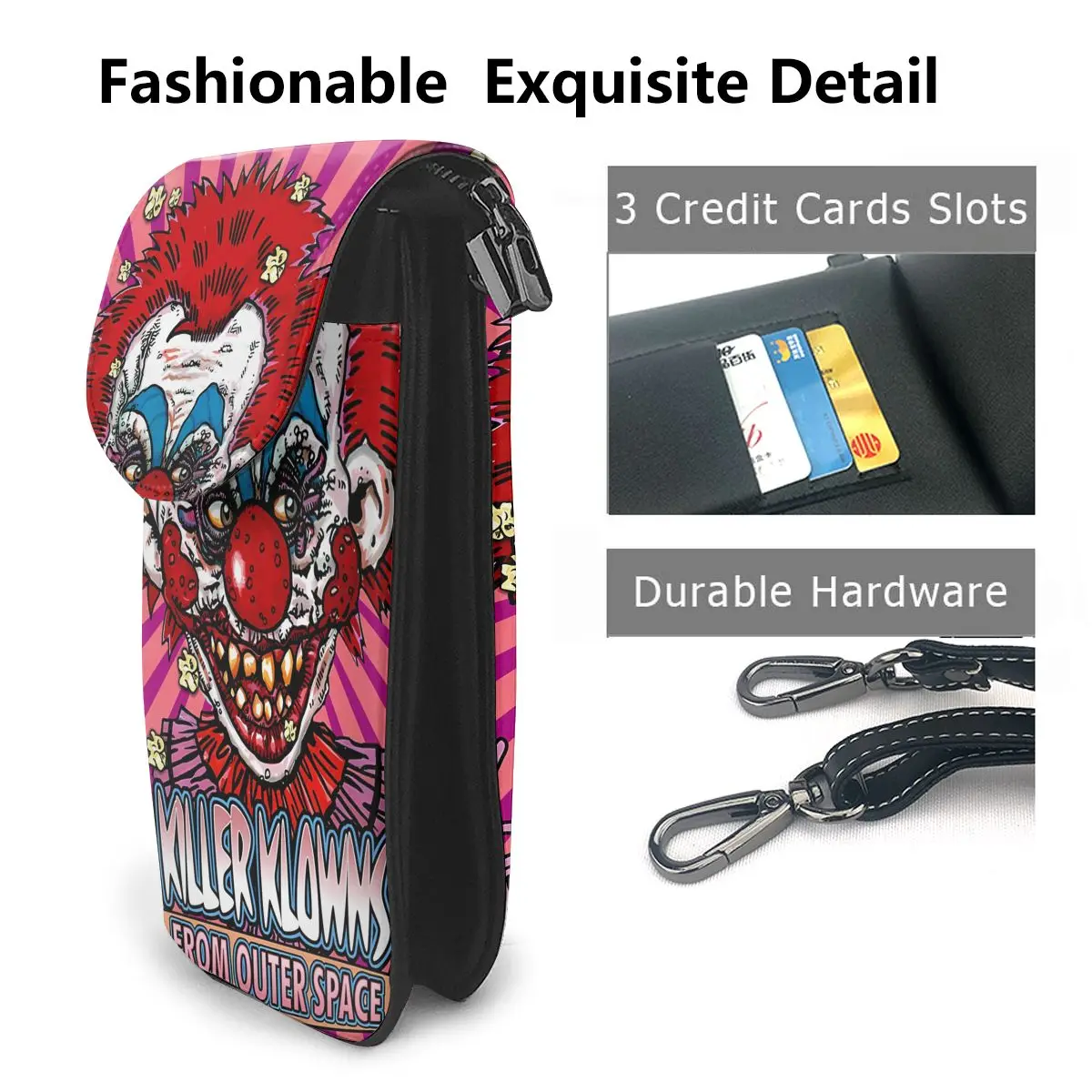 Killer Klowns From Outer Space Wax Shoulder Bag Horror Movie Gift Retro Women Bags Leather Travel Female Purse