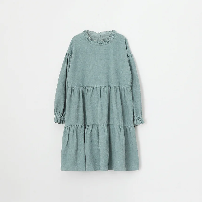 

Corduroy 2023 Autumn New Teen Girls Clothes Long Sleeve Dress Fall Solid Blue Kids Dresses For Girl Knee Length