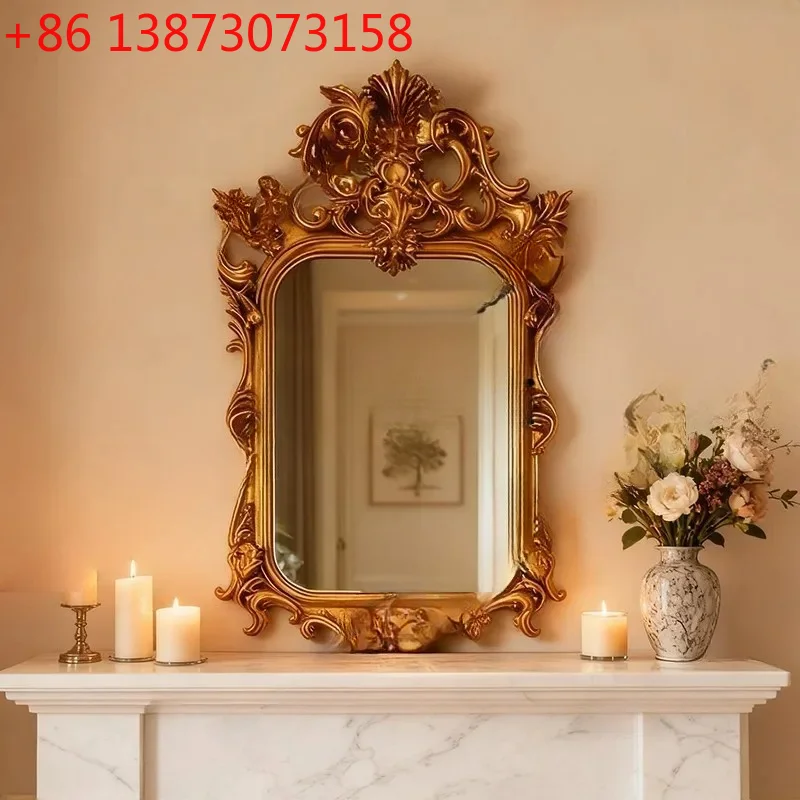 French carved vanity mirror American retro living room above fireplace decorative mirror bathroom bathroom mirror