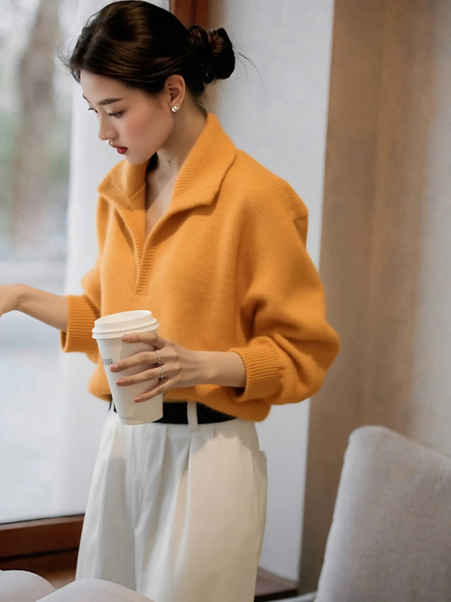 Ele Long Sve Camere Prendas de punto Top suave y cómodo para una apariencia más joven Faion de invierno Ajuste suelto coreano