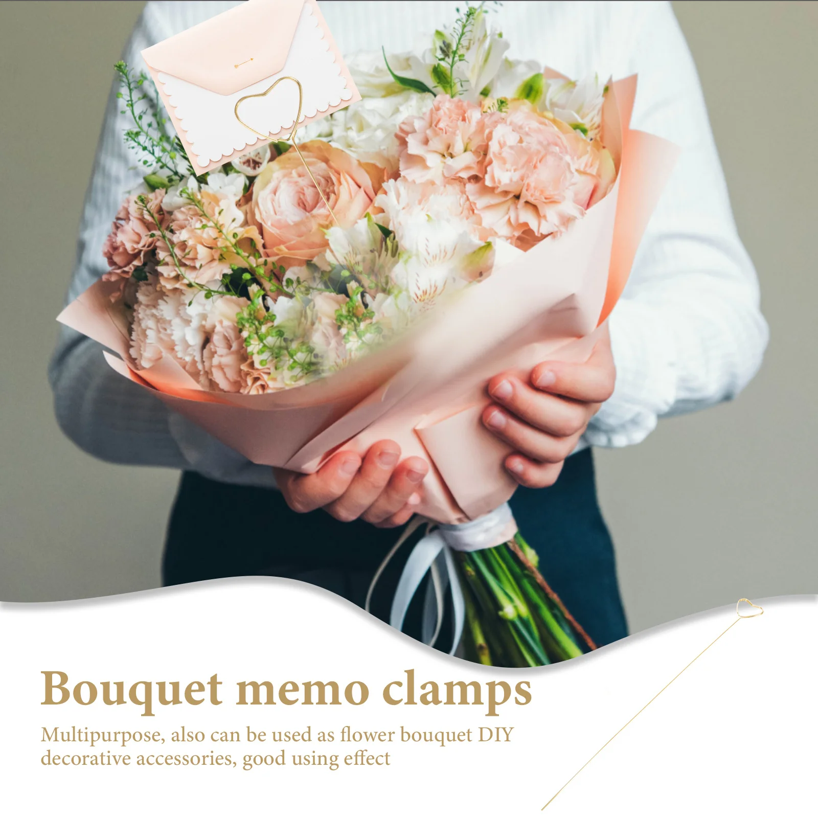 

10Pcs Metal Floral Cards Holders Electroplated Durable Creative Bouquet Packing DIY Flower Cards Clips Wedding Memo Accessories