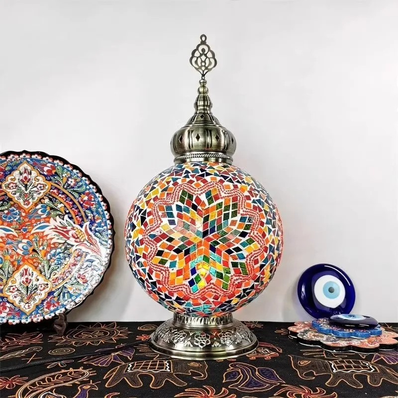 

Exotic Vintage Bedroom Living Room Restaurant Hotel B & B Bar Handmade Mosaic Glass Desk Lamp