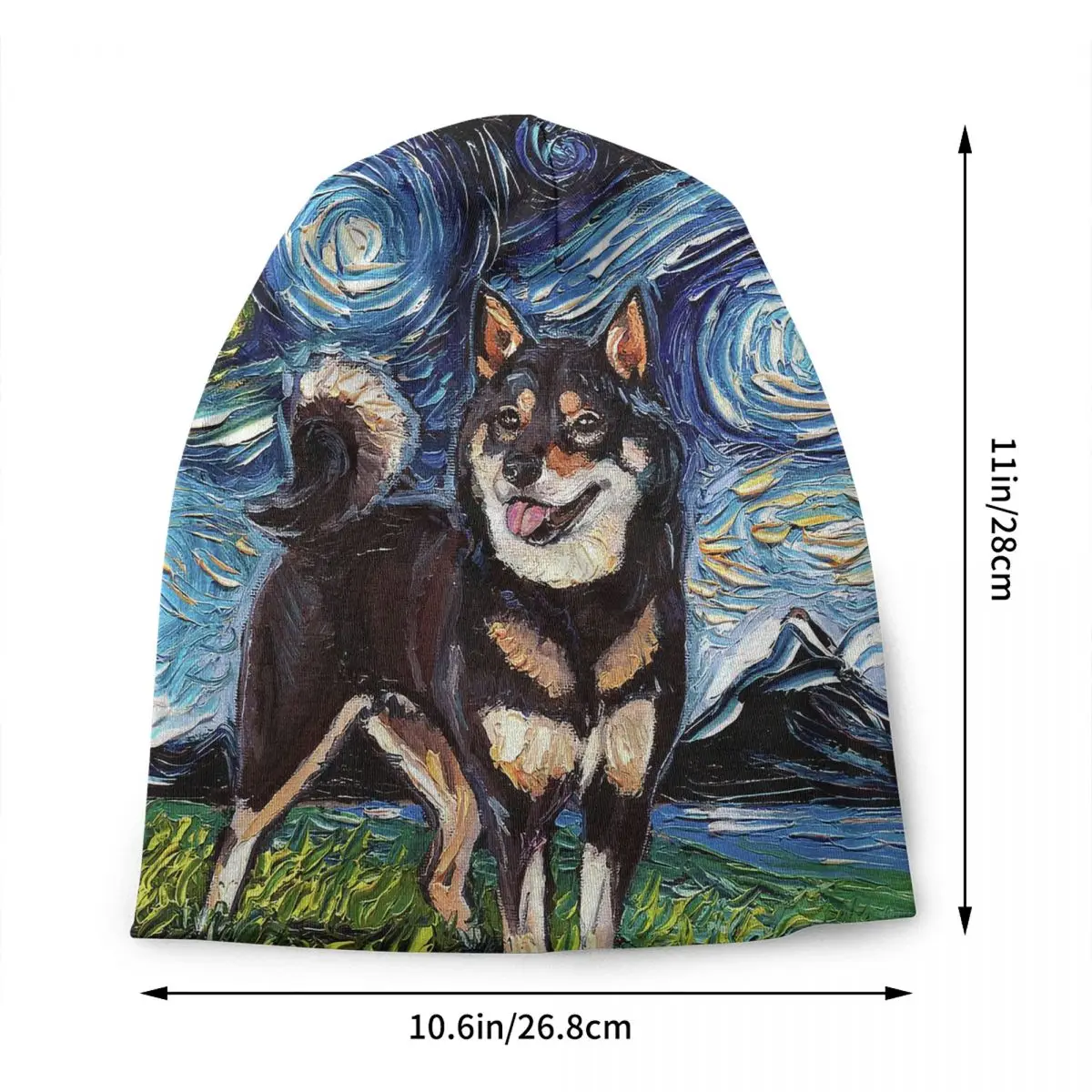 Starry Night Shiba Inu Beanie Cap Unisex Winter Warm Bonnet Femme Knitting Hats Outdoor Pet Dog Lover Skullies Beanies Caps