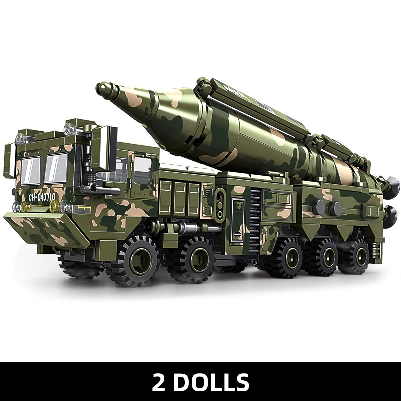 WW2 ทหารถัง Building Blocks รถบรรทุกรุ่นถังและ Medium Range Missile Launcher ชุดของขวัญของเล่นเด็ก