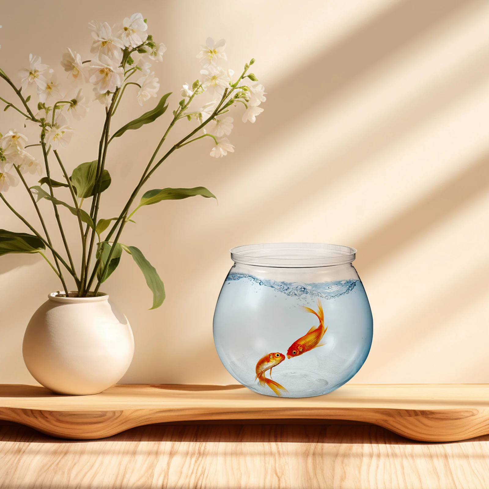 

Sturdy Transparent Clear Plastic Aquarium Tank Round Break-Resistant Lightweight Small Tank For Home Office Garden Decor Desktop