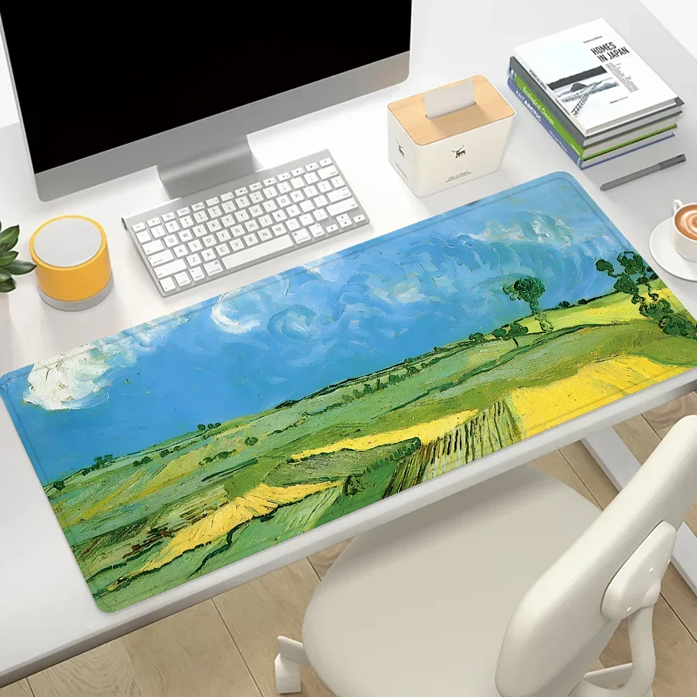 ขายร้อน Van Gogh น้ํามันขนาดใหญ่ Gaming Mousepad XXL คีย์บอร์ด Gamer แผ่นรองเมาส์ลื่นบนตารางความเร็วโต๊ะอะนิเมะ 800X400 Mats