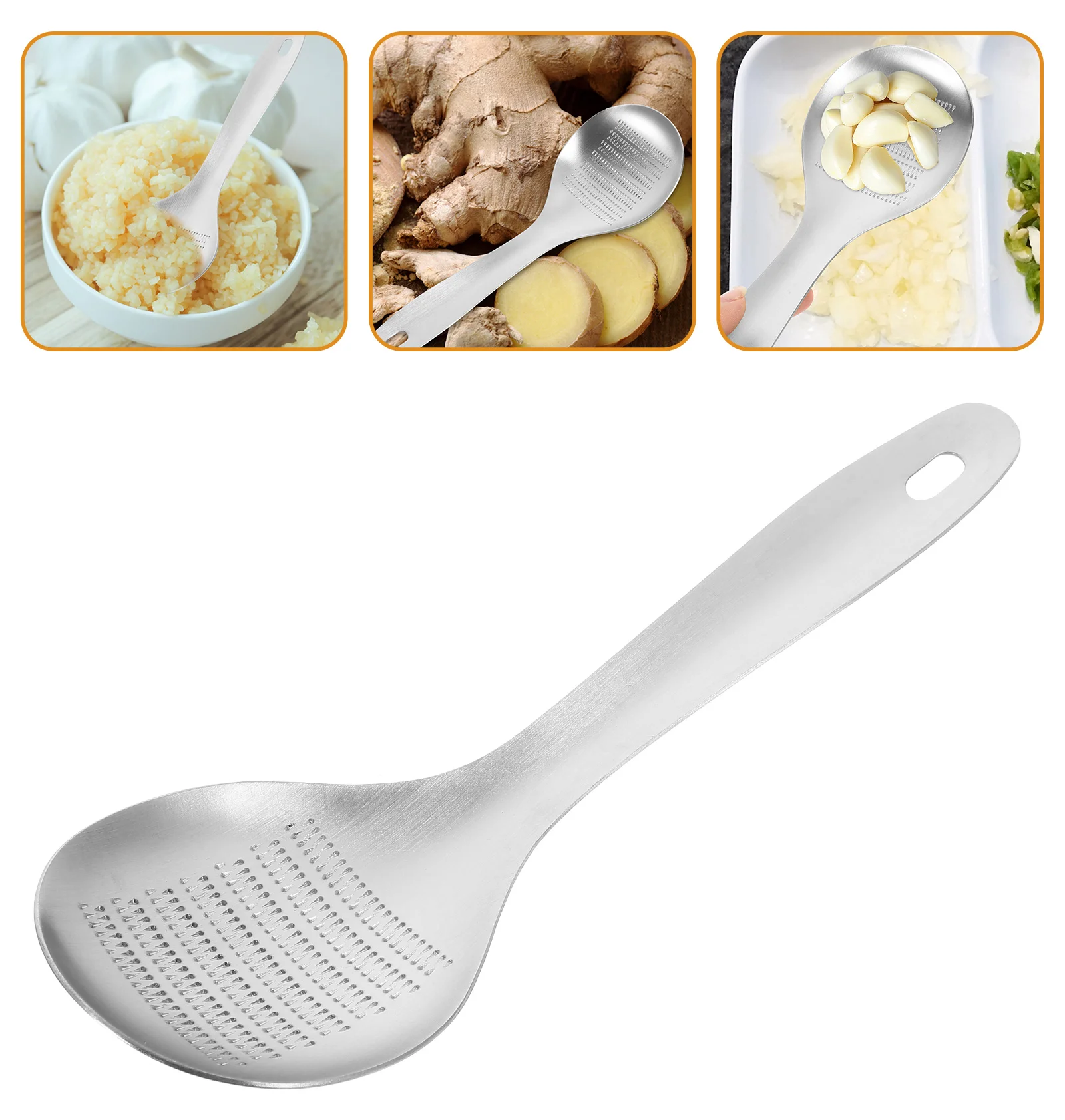 Flavor-saving Grater Garlic Mincer Press Stainless Steel Abrader Spoon-shaped Ginger Crusher Odor-free