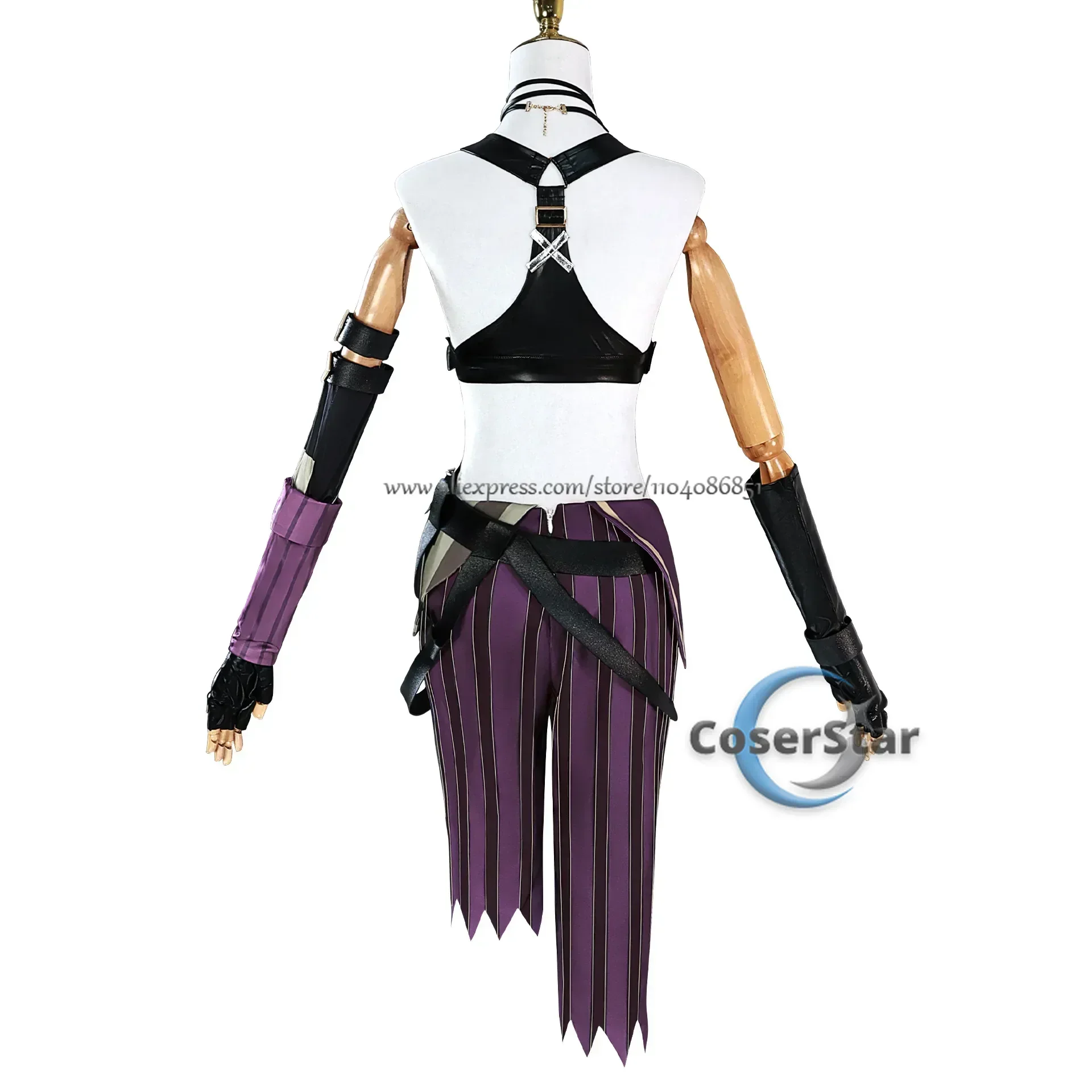 Em estoque jogo lol arcane 2 canhão solto jinx cosplay traje crit prodígio jinx cosplay pele roupa peruca feminino carnaval traje