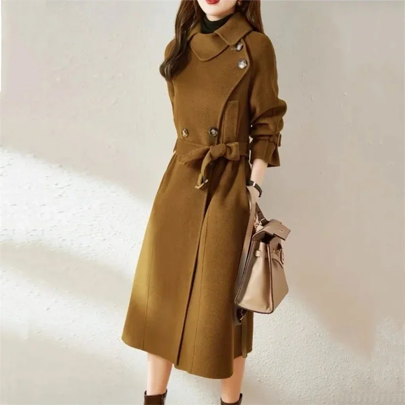 

Pop Pop Thickened Cotton Woolen Coat For Women Autumn And Ｗinter 2025 High-End And Warm Woolen Coat For External Wear Long Outwe