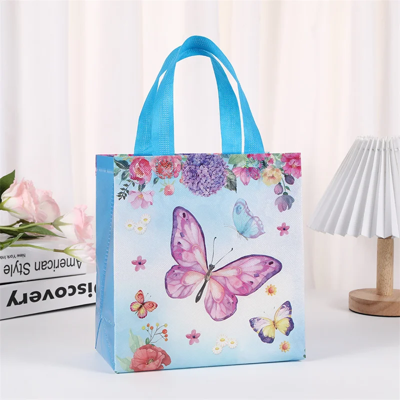 StoBag 8/20pcs Non-woven Tote Bags Butterfly Gift Fabric Candy Cake Packaging Waterproof Storage Reusable Pouch Party Favors