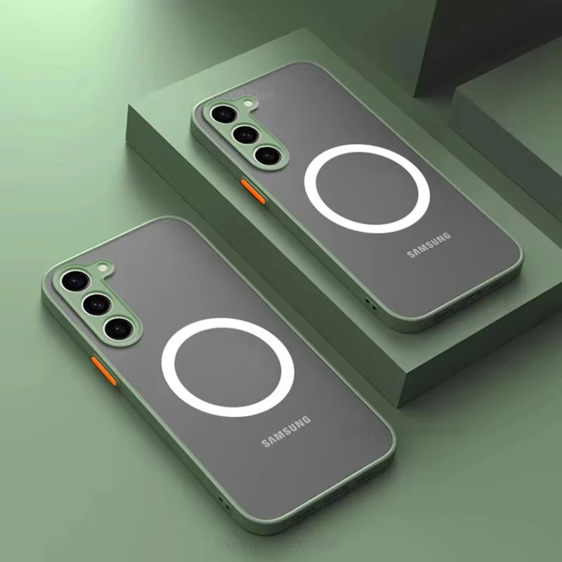 S26 S25 Ultra Plus Hülle Armor Matt Magnetisch für Samsung Galaxy S26 S25 S24 S23 Ultra Plus Hüllen Frosted Wireless Charge Cover
