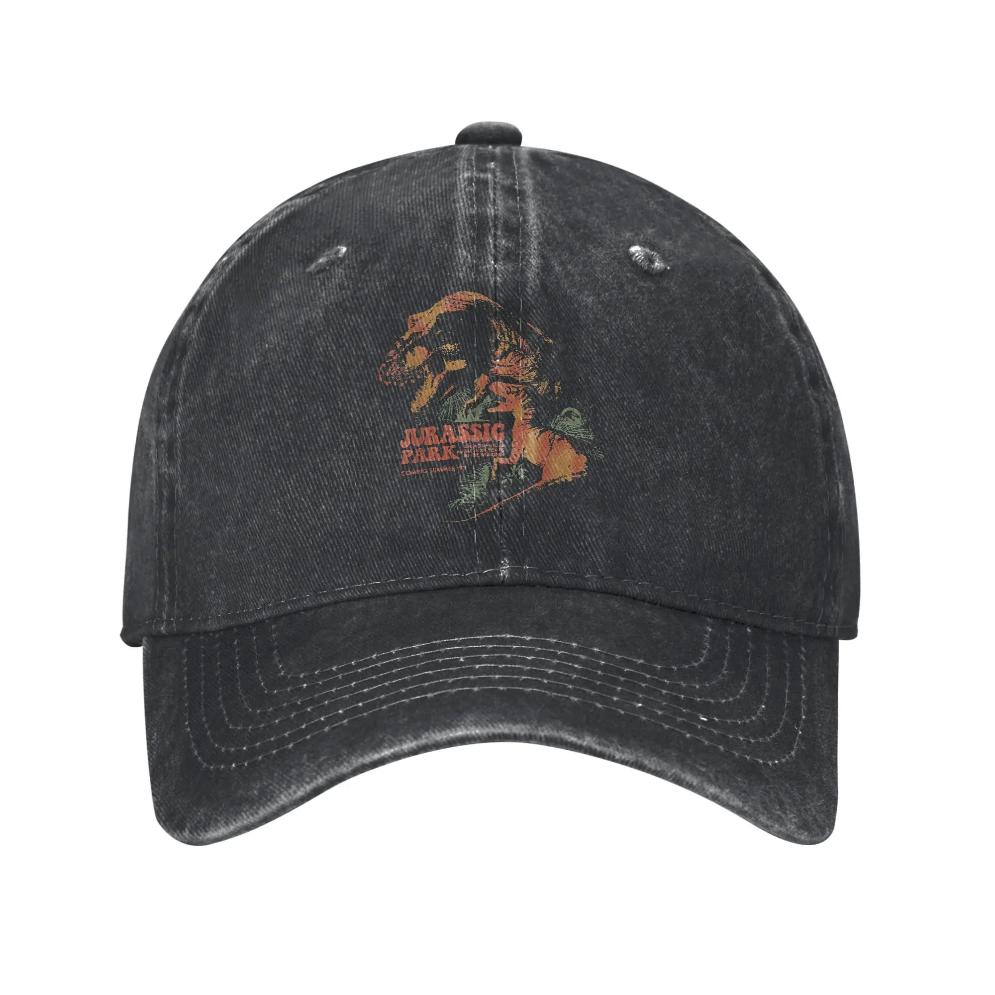 Jurassic Park T Rex Raptor Vintage colores gorra de béisbol lavada equipada sol Hip Hop sombreros verano Unisex-adolescentes senderismo gorra Snapback