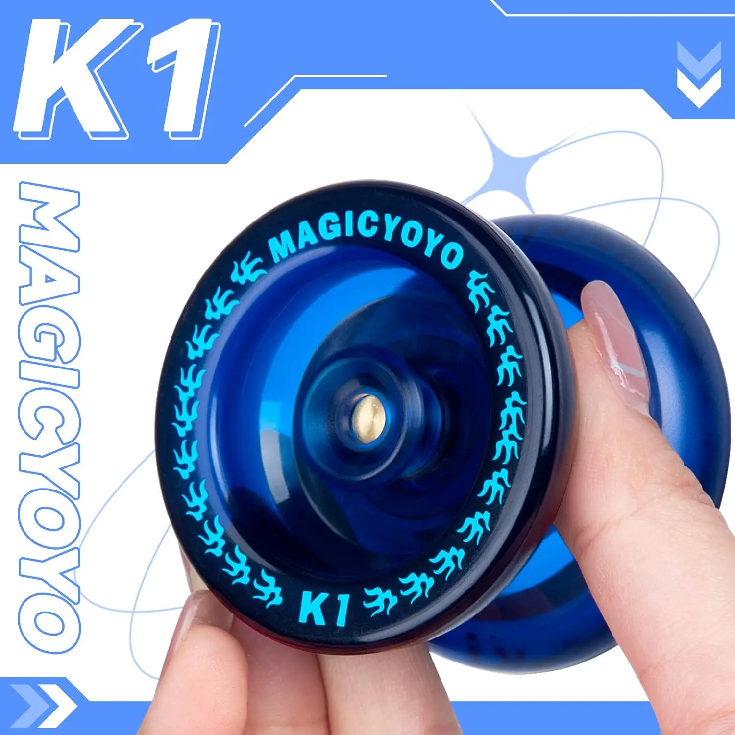 

YoYO Responsive Yoyo K1 Tug Return Yoyo, Hubstacks Yo-yo для детей-початковщиков Йо-йо двойного назначения с 10-струнными струнами темно-синего цвета