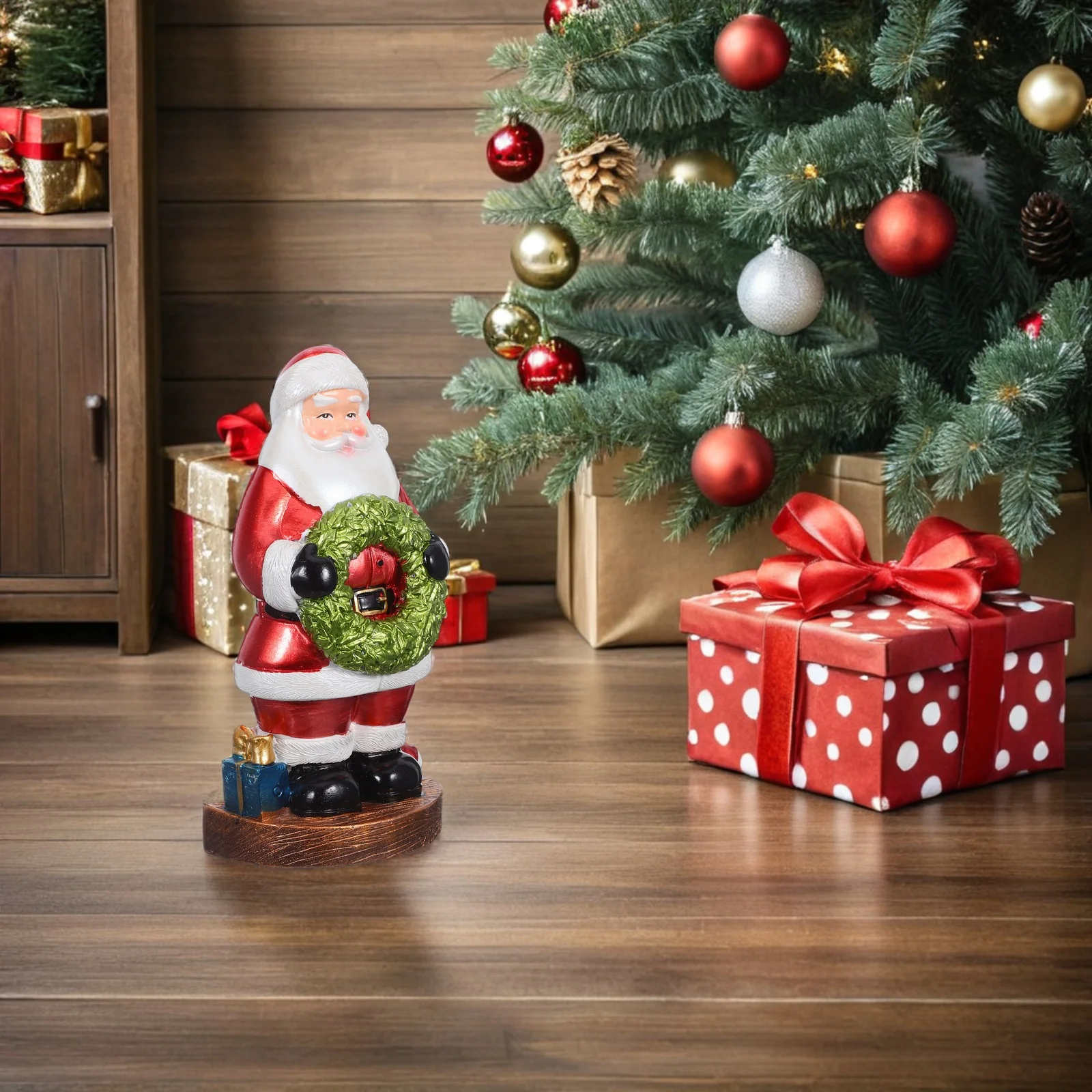 

Santa Claus Miniature Resin Statue for Christmas Holiday Tabletop Fireplace Mantel Decoration Resin Santa Ornament