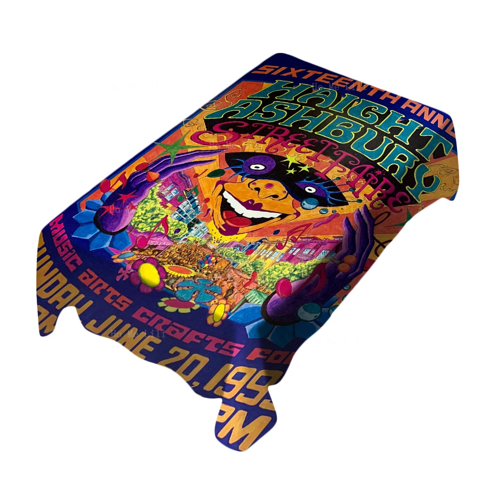 Haight Ashbury Street Fair San Francisco Mermen Poster Creative Stain Resistant Tablecloth By Ho Me Lili For Tabletop Decor