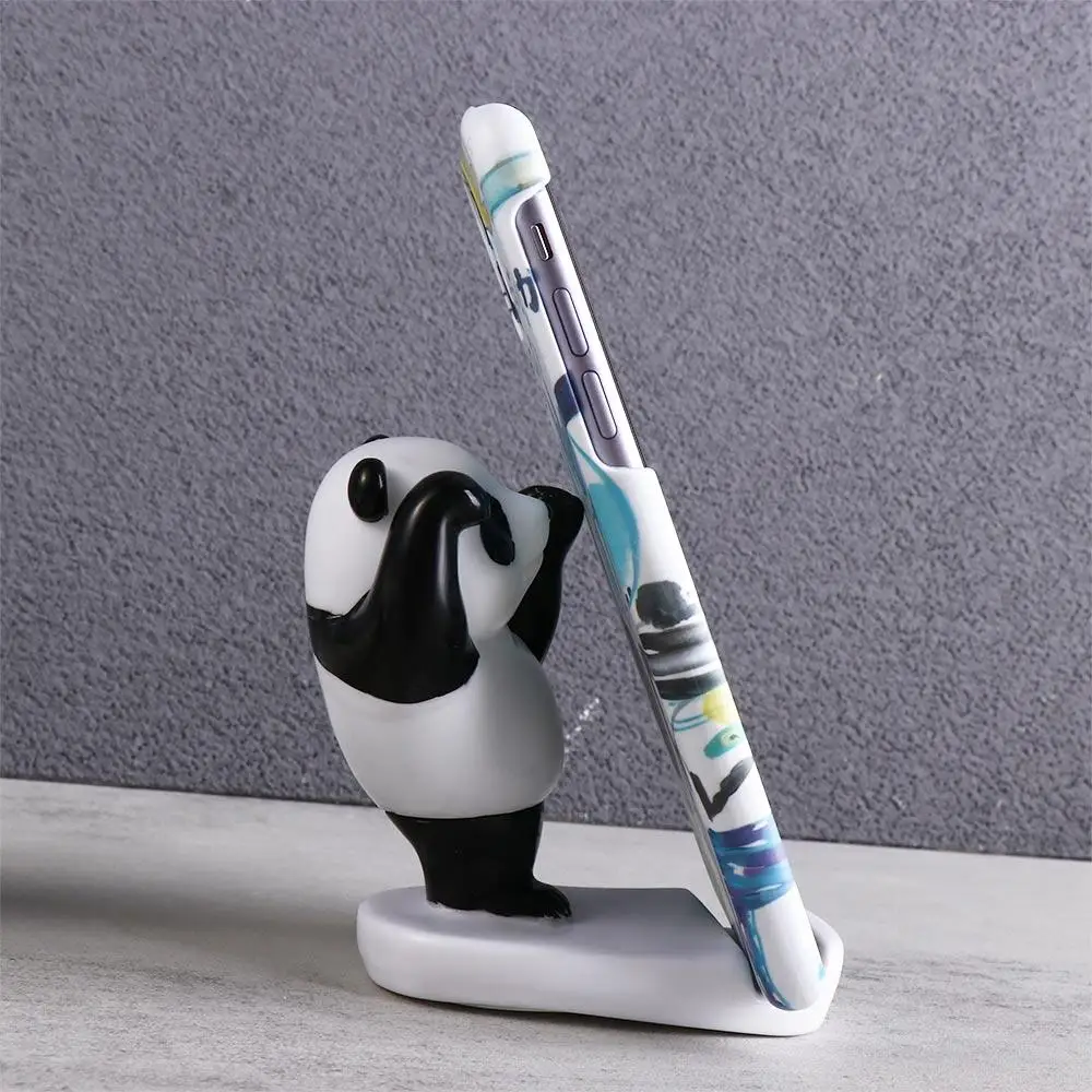 Suporte stands panda suporte do telefone móvel panda estatuetas dos desenhos animados suporte do telefone plástico bonito suporte do telefone móvel decoração de mesa