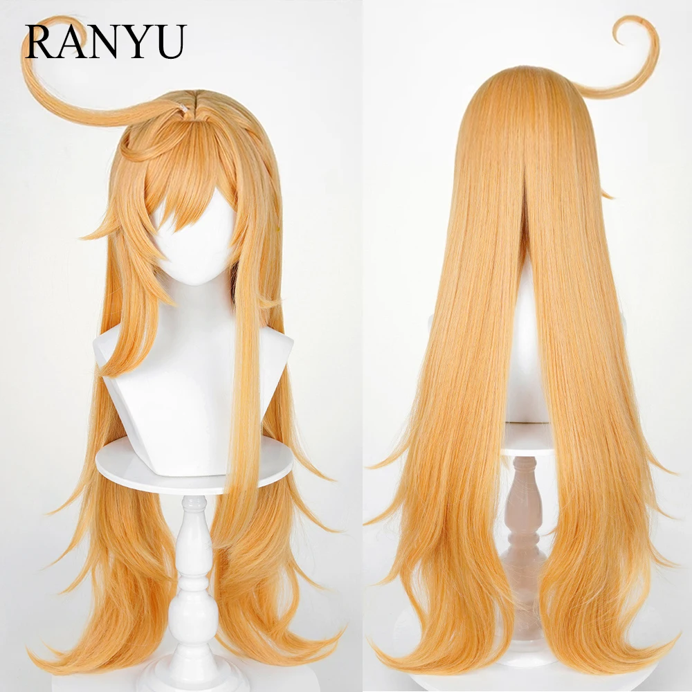

Blonde Orange Fluffy Anime Game Cosplay Synthetic Wigs with Bangs Fluffy Long Straight Wig for Daily Party
