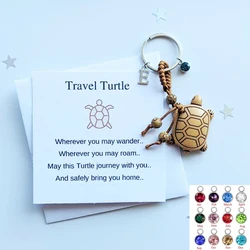 Luxury Turtle Keychain, Large Macrame Turtle keyring, Initial Birthstone Charm, Bithday Gift idea, Good Luck Charm, Personalised