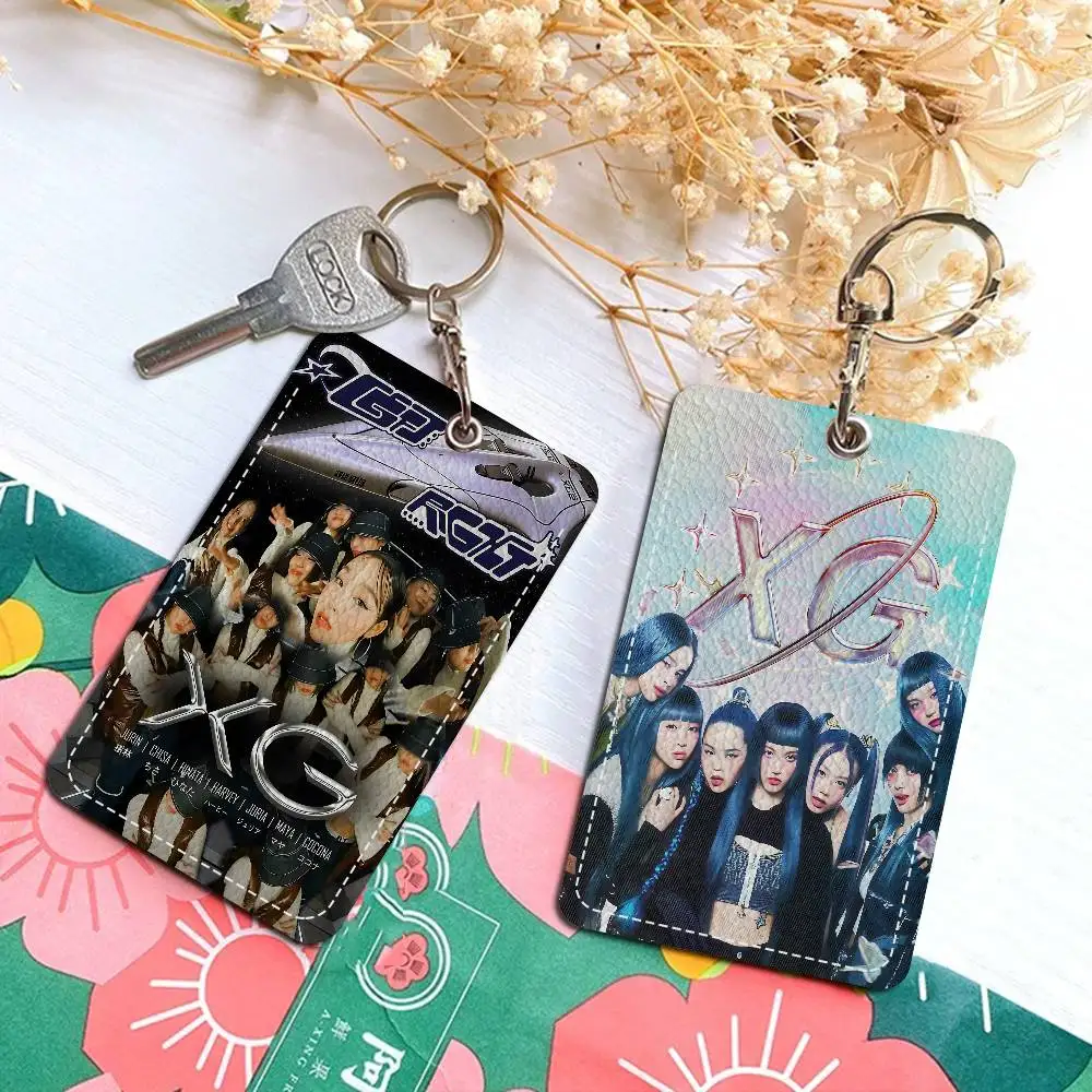 popular Kpop X-XG-G band girl PU Soft Leather Rectangular Key Card Holder Induction Elevator Protection Cover Youth Faion Accory