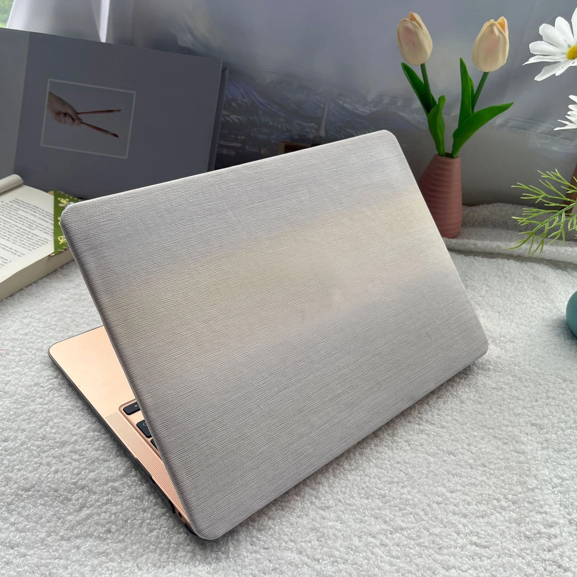 2022 M2 New Wave Leather Hard Case Cover for MacBook Air 13 Macbook Pro 13 14 16 15 Air 13 12 inch Laptop With Cutting Out Logo