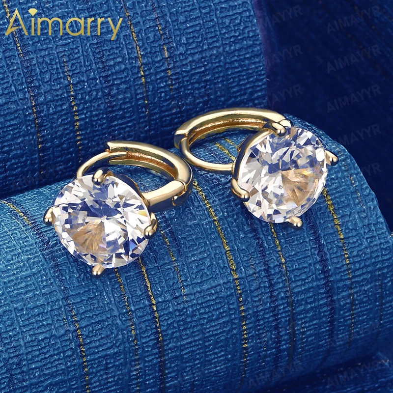 925 Sterling Silver 1.8cm * 1.21cm Four Claw Round AAA Zircon Earrings for Women's Banquets High-quality and Fashion Jewelry