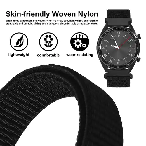 Imagen 2 del producto WOCCI Correa de reloj deportivo de nailon de 18 mm, 20 mm, 22 mm, correa de reloj de liberación rápida para hombres y mujeres, pulsera lavable con cierre de gancho y bucle