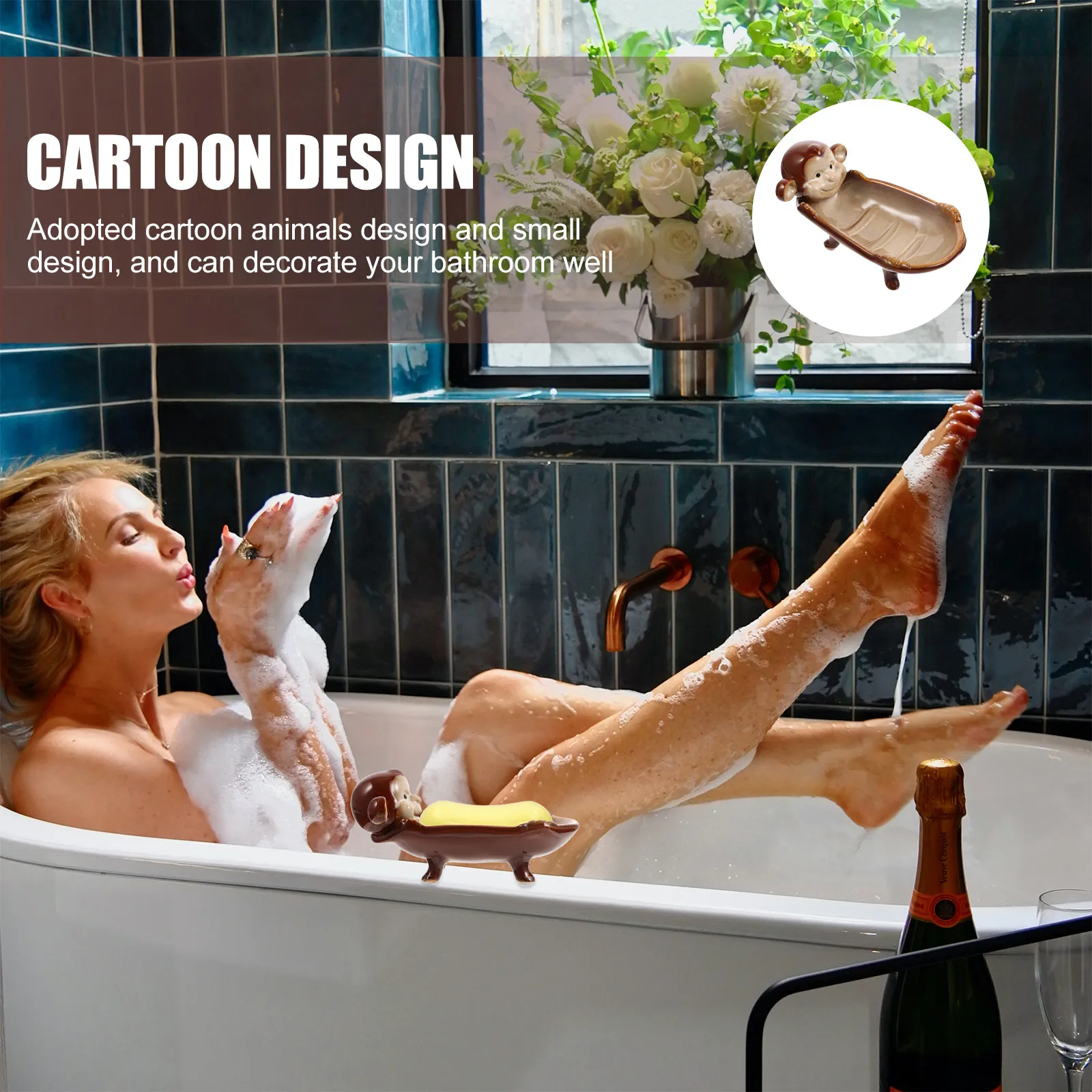 Ceramic Soap Dish Decorative Animal Design Holder for Bathroom Kitchen Soap Box Sponge Storage Bathroom Supplies