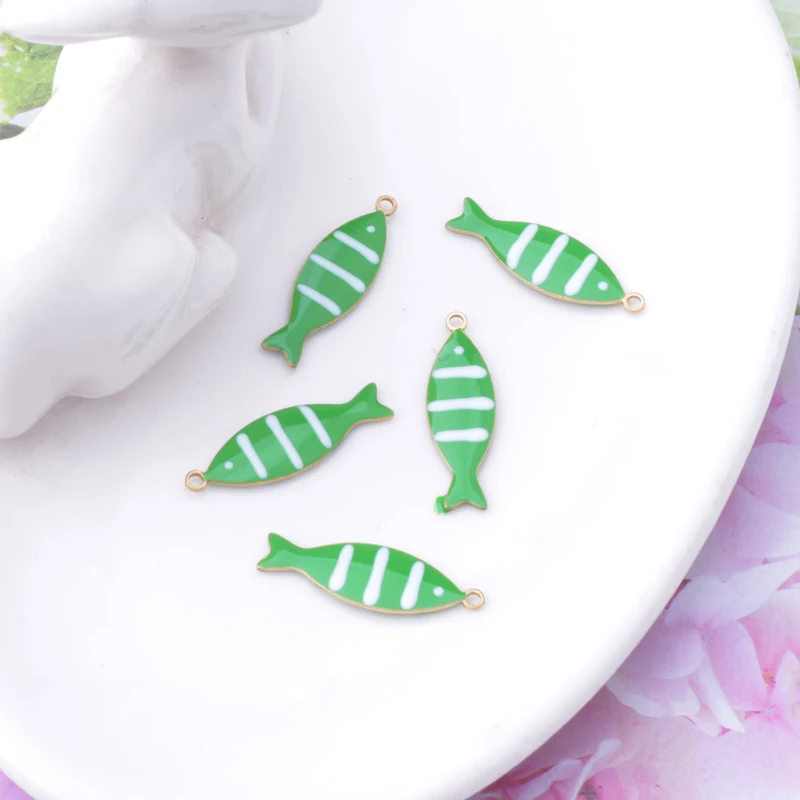 20pcs Copper Dripping oil Small Fish Charms Two-sided Enamelled Fishes Pendant Cute DIY Jewelry Earrings Necklace Making