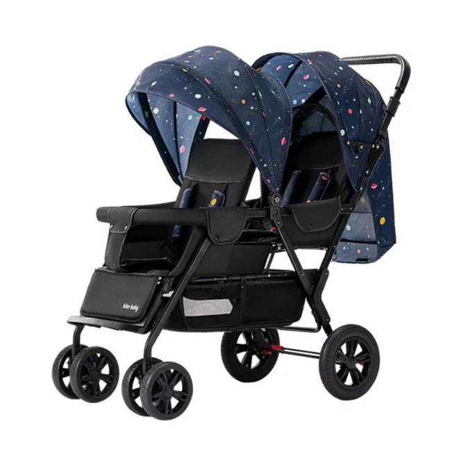 Image 6: Poussette double pliable de haute qualité à prix de gros avec grand espace de rangement