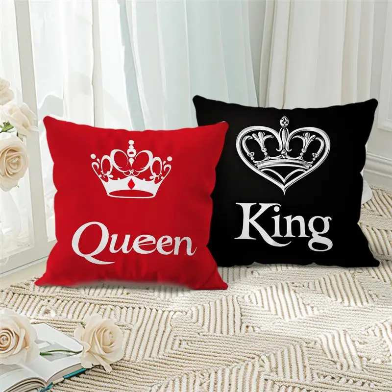 Mode européenne couronne peinture taie d'oreiller roi reine lettre décorative housses de coussin taie d'oreiller pour canapé décor de chambre à coucher