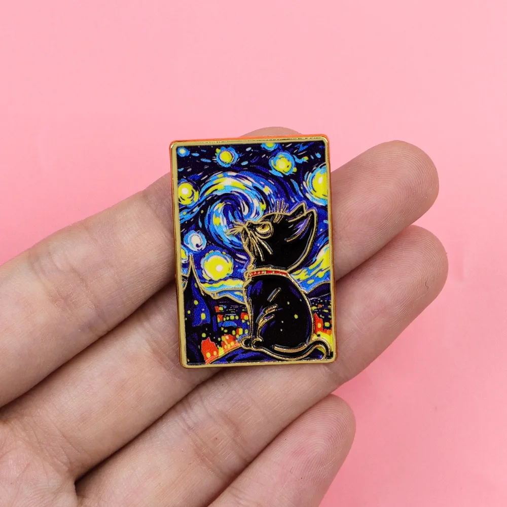 Cute Cat Enamel Pin Funny Kitten Brooch Lapel Pins Backpack Badge DIY Clothing Decor Accessory Metal Jewelry Gift for Cat Lovers