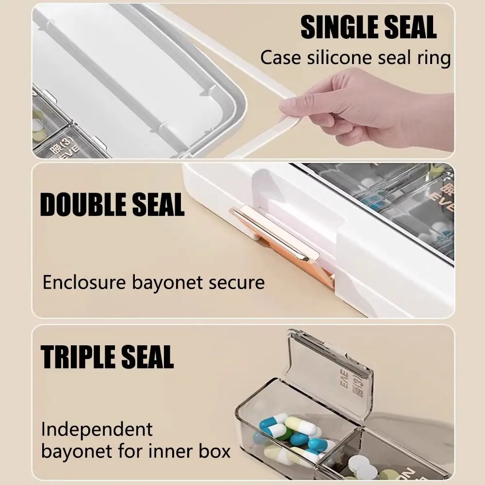 21/28 Grid Pill Organizer Box Portable Clear Medicine Organizer Plastic Moisture Proof Pill Storage Box Monthly Medication Plan #6
