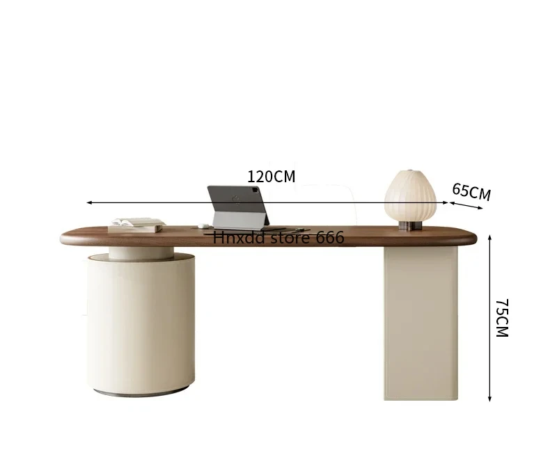 Modern Designer Study Home Desk Saddle Leather Writing Desk Light Luxury Computer Desk