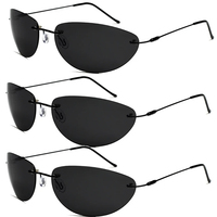 3PCS Titanium Classic Polarized Sunglasses men Matrix Neo Morpheus UV400 Movie super Light Brand Designer Rimless Sunglasses