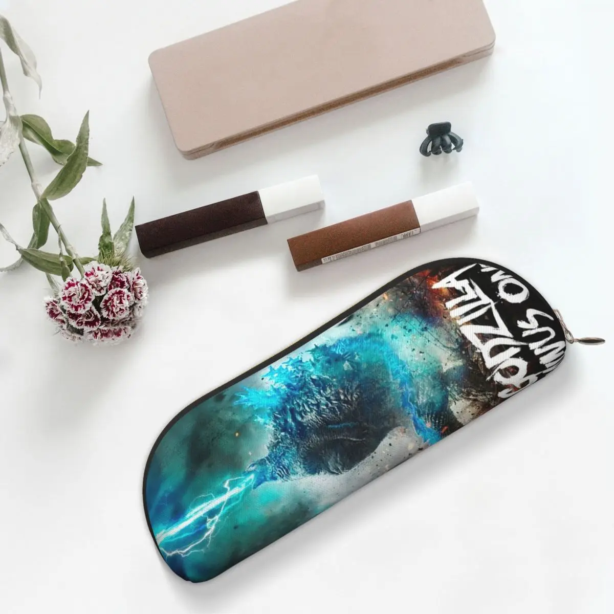 Godzillaed Minus One Half Face Movie Poster Monster King Pencil Cases Pen Holder Large Capacity Pen Box Pencil Bag for Boys Girl