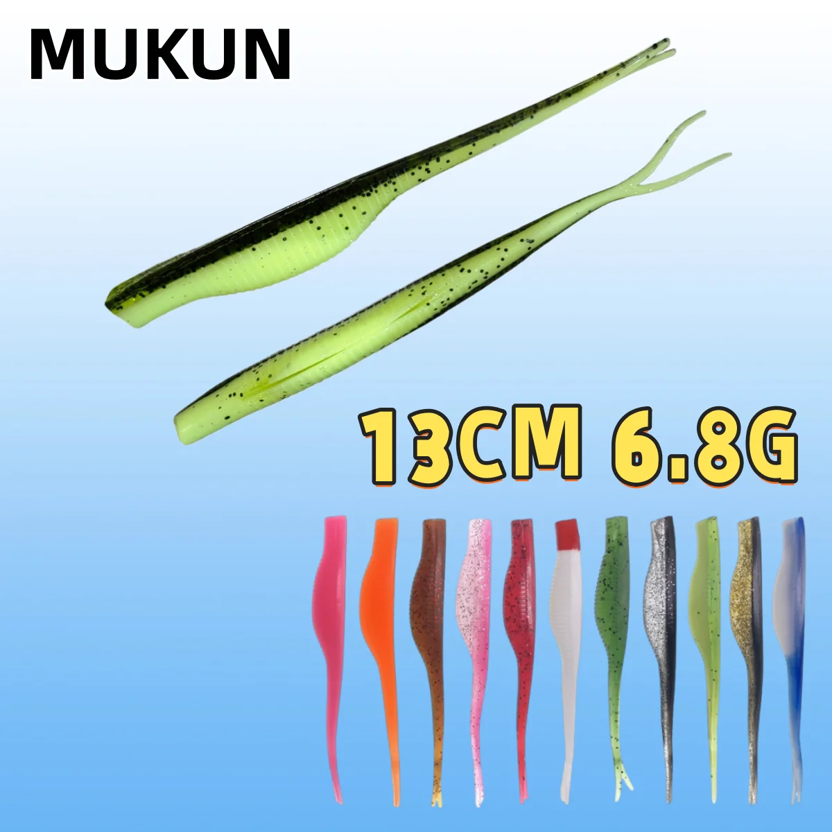 Isca Artificial MUKUN PVC Flexível 8 Peças 13cm 6.8G Jerk Minnow Super Macia e Flexível para Pesca de Zander, Lúcio, Perca, Robalo e Peixes de Água Salgada