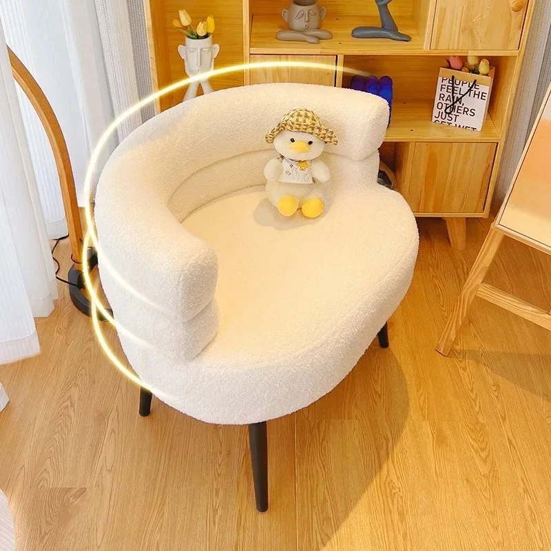 Lamb wool white bedroom balcony leisure recliner small apartment simple makeup chair modern single