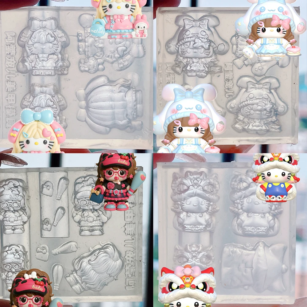 

1Pc Cartoon Sanrio Hello Kitty 3D Acrylic Silicone Nail Art Mold Accessories Diy Handmade Cinnamoroll My Melody Manicure Mold