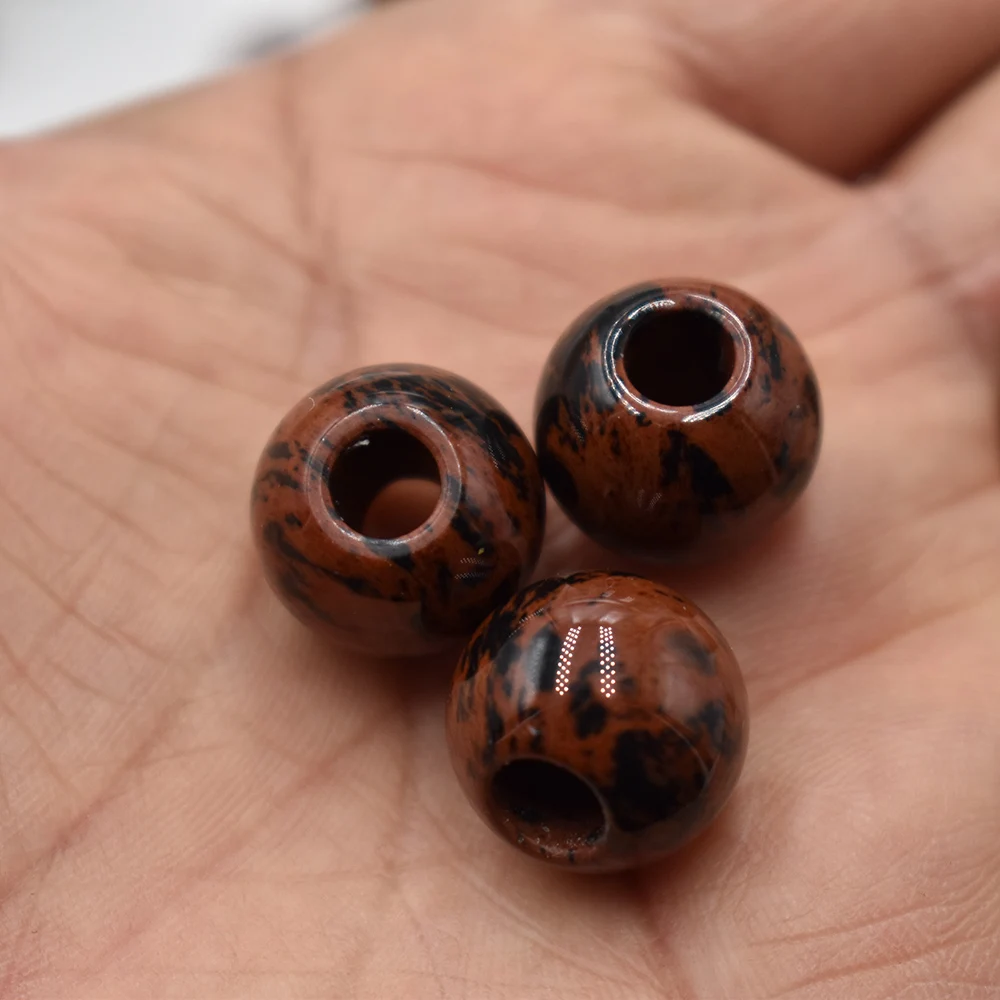 Großhandel 12 Stück/Set modische, hochwertige Natursteinperlen, runde Form, großes Loch, 16 mm, für Schmuckherstellung, kostenloser Versand – Detail 9