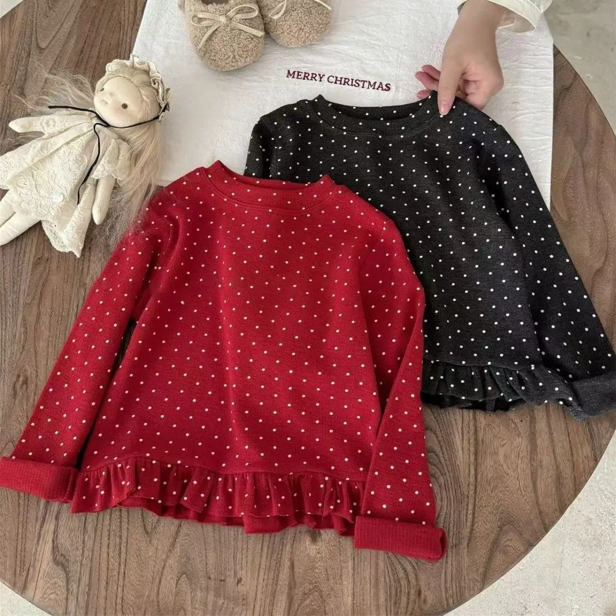 Polka Dot Top Versatile Western Style Korean Version Sweet Girl's New Autumn Base Shirt Polka Dot Control Long Sleeved Shirt