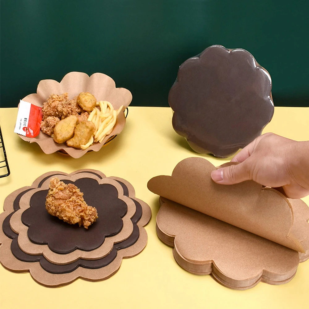 100 szt. Koronkowe papier do pieczenia olejoodporny papier woskowany wodoodporne opakowanie żywności ciasto pieczenia mat papier dekoracyjny kuchennych