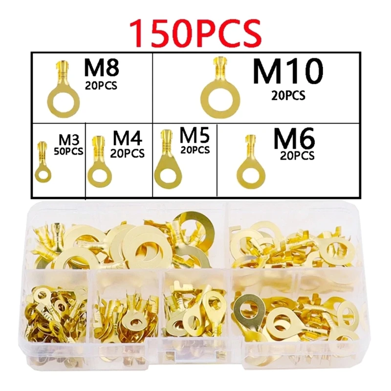 LXAF 150pcs Completes Electrical Connection Set Electrical Cable Joiners set O-Type Wire Connectors Rings with Storage Case